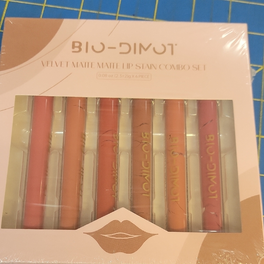 Bio-Dimot Velvet Matte Lip Stain Set of 6 New Sealed Box